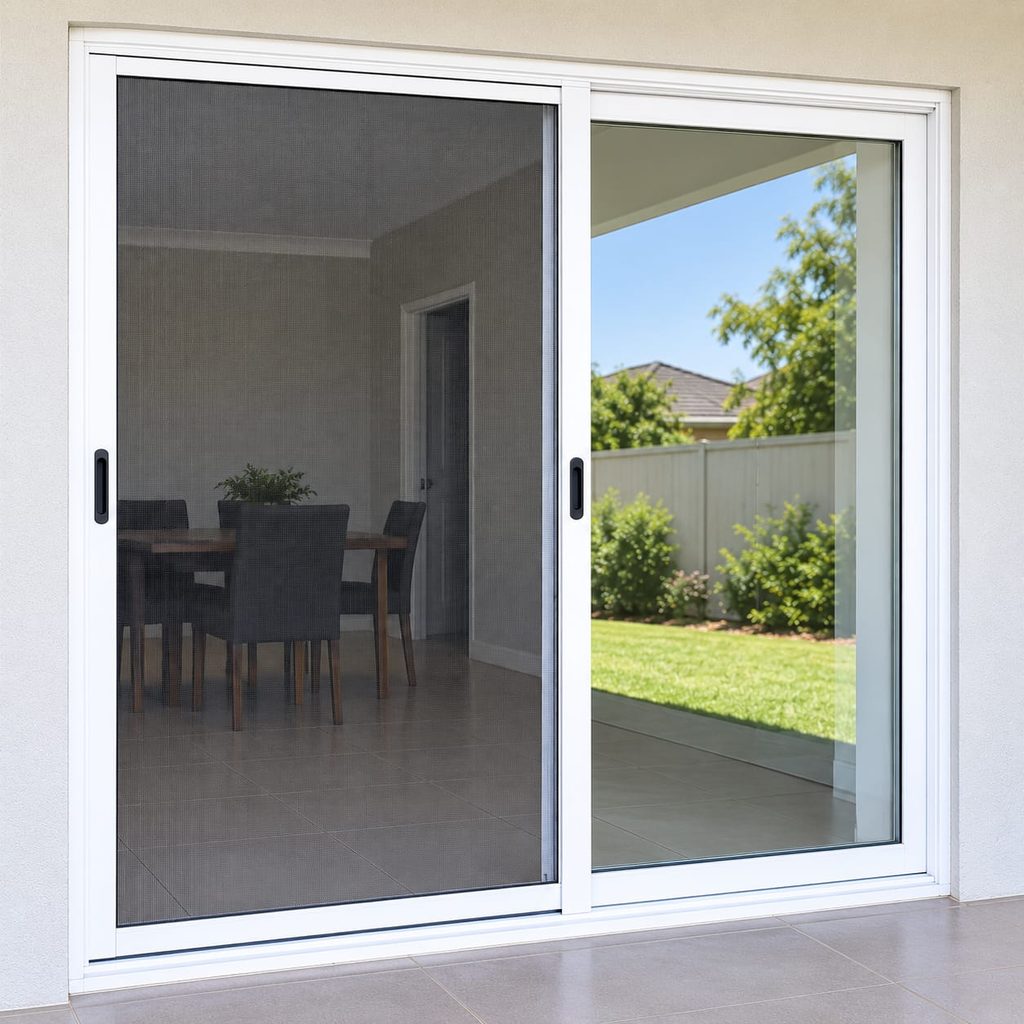 Door insect screen installed on a residential entrance